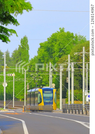 Light Line and the scenery around Tobiyama Castle Ruins Station, Utsunomiya Light Rail 126814967