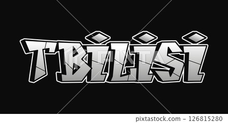 The city name Tbilisi is showcased in a unique graffiti style with a black background. 126815280