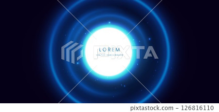 Futuristic circle glowing light effect with sprkle on dark blue background. 126816110