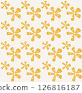 Seamless yellow Floral Pattern on white Background . Minimalist Flower Design 126816187