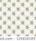Seamless blue Floral Pattern on yellow Background . Minimalist Flower Design 126816189