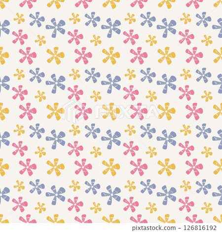 Seamless colorful Floral Pattern on white Background . Minimalist Flower Design 126816192