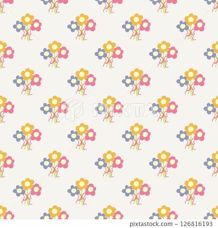 Seamless colorful Floral Pattern on white Background . Minimalist Flower Design Seamless colorful Floral Pattern on white Background . Minimalist Flower Design 126816193