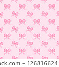 Coquette Pink Ribbon Bow Pattern Hand draw Girly Seamless Background 126816624