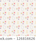Seamless colorful Floral Pattern on white Background . Minimalist Flower Design 126816626