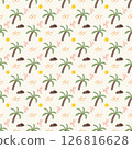 cartoon seamless pattern with colored coconuts trees 126816628