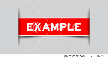 Red color square label sticker with word example that inserted in gray background Red color square label sticker with word example that inserted in gray background 126816790