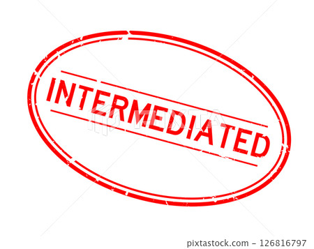 Grunge red intermediaed word oval rubber seal stamp on white background 126816797