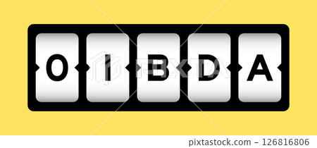 Black color in word OIBDA (Abbreviation of Operating Income Before Depreciation and Amortization) on slot banner with yellow color background 126816806