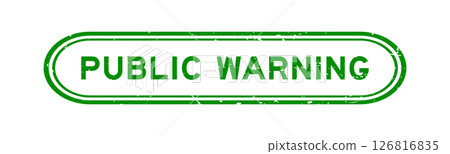 Grunge green public warning word rubber seal stamp on white background Grunge green public warning word rubber seal stamp on white background 126816835