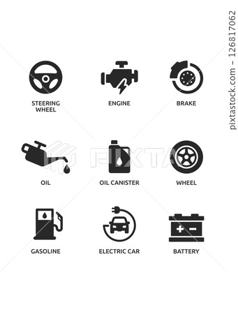 Car parts flat icon set stock illustration Car parts flat icon set stock illustration 126817062