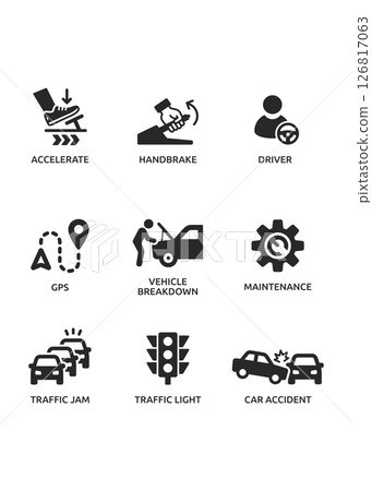 Car parts flat icon set stock illustration 126817063