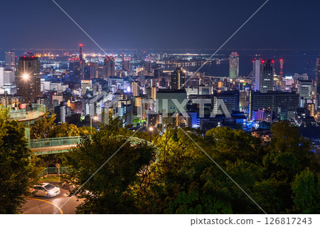《Hyogo Prefecture》Night view of Kobe Venus Bridge and Suwayama Park Observatory 126817243