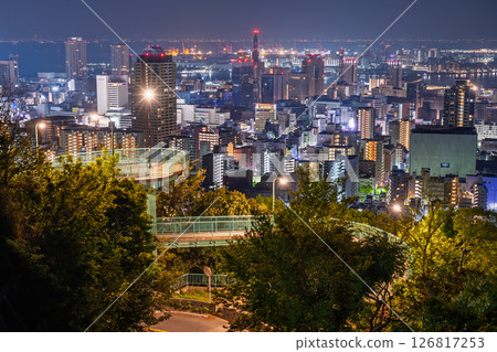 《兵庫縣》神戶維納斯橋與諏訪山公園展望台的夜景 126817253