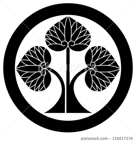 這是山南圭介的家徽。其形狀為圓形，左側有一朵站立的蜀葵花。 126817370