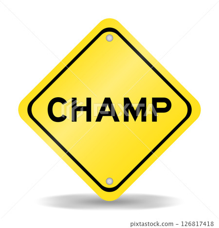 Yellow color transportation sign with word champ on white background 126817418