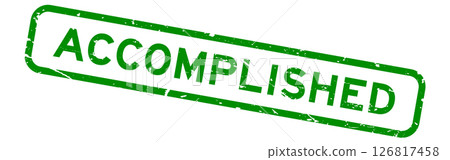 Grunge green accomplished word square rubber seal stamp on white background 126817458