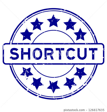 Grunge blue shortcut word with star icon round rubber seal stamp on white background Grunge blue shortcut word with star icon round rubber seal stamp on white background 126817635