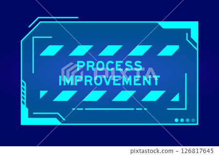Blue color of futuristic hud banner that have word process improvement on user interface screen on black background 126817645