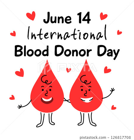 Blood Donor Day banner cute blood drop character Blood Donor Day banner cute blood drop character 126817708
