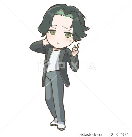 14-SD illustration of a male beauty influencer with a suspicious look 126817985