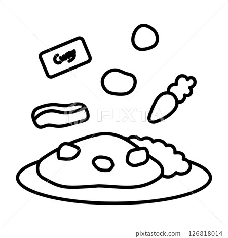 咖哩飯食材食譜插畫繪本 126818014