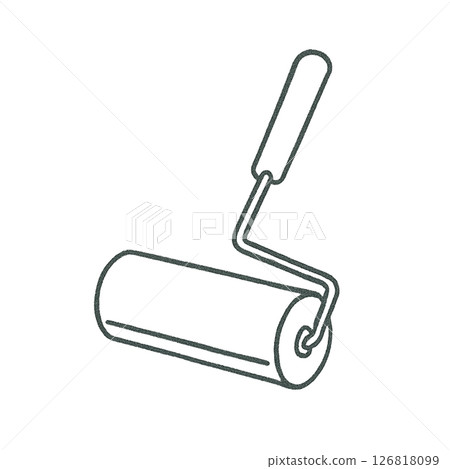 滾筒的線條畫插圖、日用品、圖標、材料、簡單、無背景 126818099