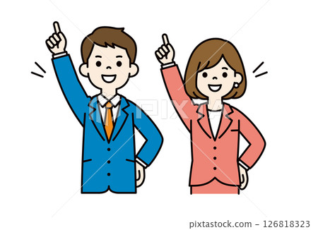 瞄準頂尖的商人的簡單向量插圖素材_男女套裝_顏色 126818323