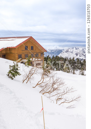Nishiho Mountain Lodge and Mt. Norikura in the snowy season. Climbing Mt. Nishihotakadake and Mt. Dokubetsu in the snowy season. Nishiho Mountain Lodge and Mt. Norikura in the snowy season. Climbing Mt. Nishihotakadake and Mt. Dokubetsu in the snowy season. 126818703