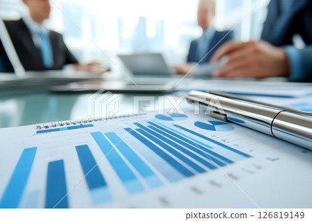 colleagues discussing performance metrics in bright conference room, stock photo style, realistic, colleagues discussing performance metrics in bright conference room, stock photo style, realistic, 126819149