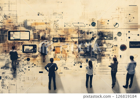 startup team working on mobile app wireframe, tech vibe, stock photo style, realistic, startup team working on mobile app wireframe, tech vibe, stock photo style, realistic, 126819184