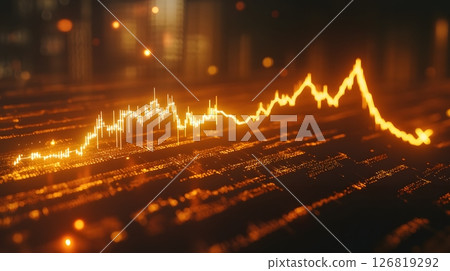financial growth chart with glowing upward arrow, stock market concept, 126819292