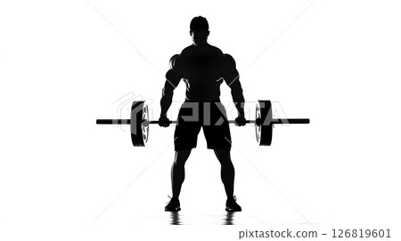 man doing heavy deadlifts, strength and power workout 126819601