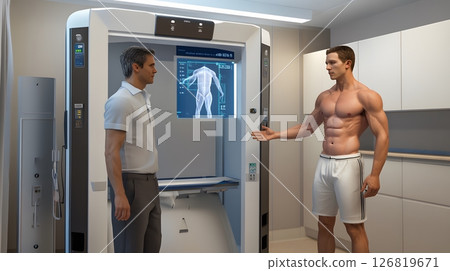 body fat scanning technology, detailed medical illustration, 3D effect 126819671