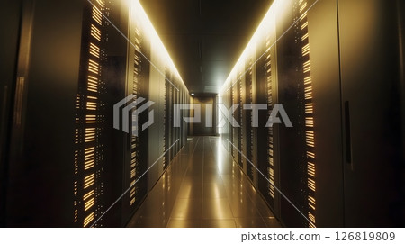 data storage room with blinking servers, data storage room with blinking servers, 126819809