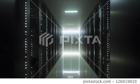 data storage room with blinking servers, data storage room with blinking servers, 126819810