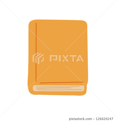Minimalist vector illustration of an orange book, symbolizing knowledge and education. Ideal for educational themes, literature blogs, and creative book covers. Minimalist vector illustration of an orange book, symbolizing knowledge and education. Ideal for educational themes, literature blogs, and creative book covers. 126820247