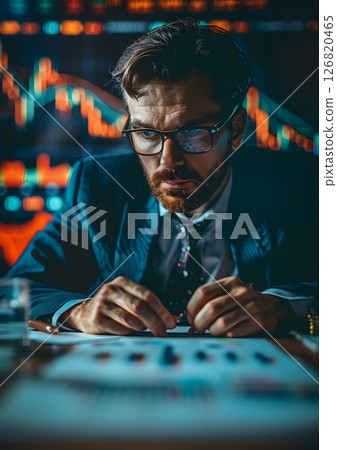 business executive analyzing international economic shifts and investment opportunities 126820465