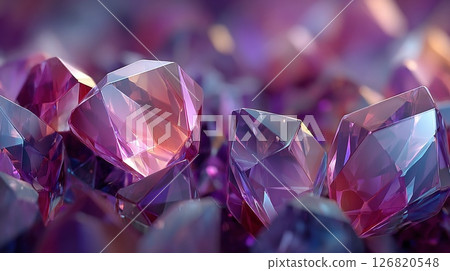 夢幻般的背景與紫色水晶閃耀 126820548