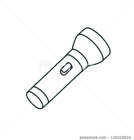 Flashlight line drawing illustration, daily necessities, icon, material, simple, no background 126820616