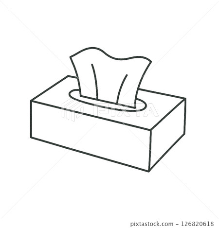 Line drawing illustration of tissue box, daily necessities, icon, material, simple, no background 126820618
