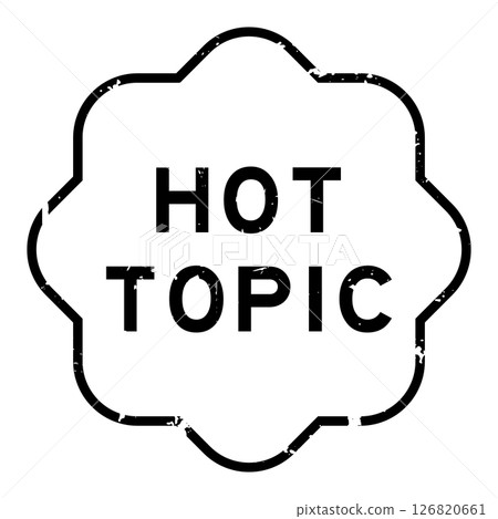 Grunge black hot topic word rubber seal stamp on wthie background 126820661