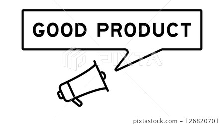 Megaphone icon with speech bubble in word good product on white background 126820701