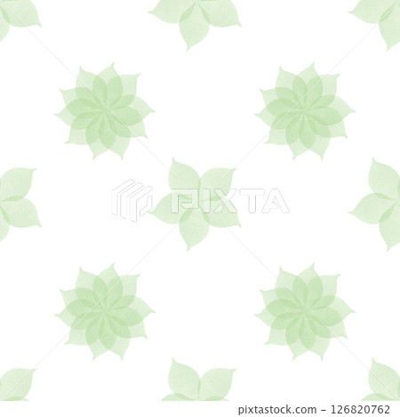 Green star pattern. Watercolor green leaves isolated on a white background. Good for postcards, invitations, greeting cards, wallpaper and textiles 126820762