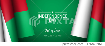 Madagascar independence day vector banner, greeting card. 126820961
