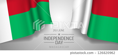 Madagascar happy independence day greeting card, banner with template text vector illustration 126820962