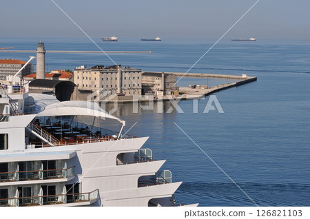 Trieste marina aerial view from from cruise ship. 126821103