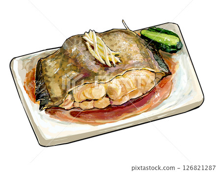 Boiled flatfish watercolor illustration Boiled flatfish watercolor illustration 126821287