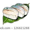 鯖魚壽司水彩插圖 126821288