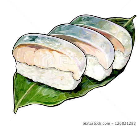 Mackerel sushi watercolor illustration Mackerel sushi watercolor illustration 126821288